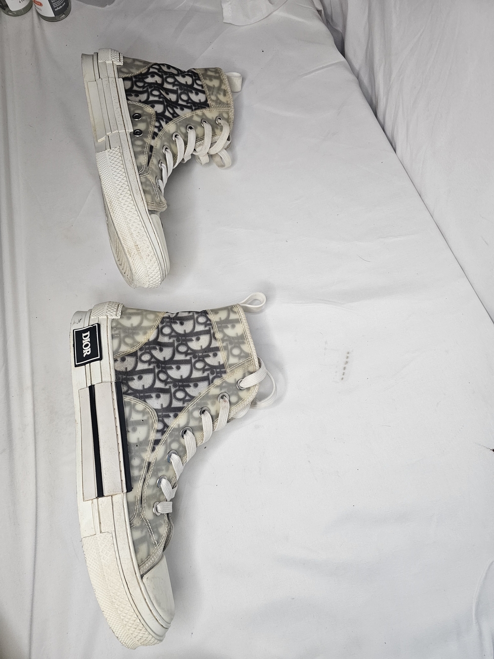 Dior Women's Translucent High-Top Sneakers in White and Grey. - Picture 4 of 12